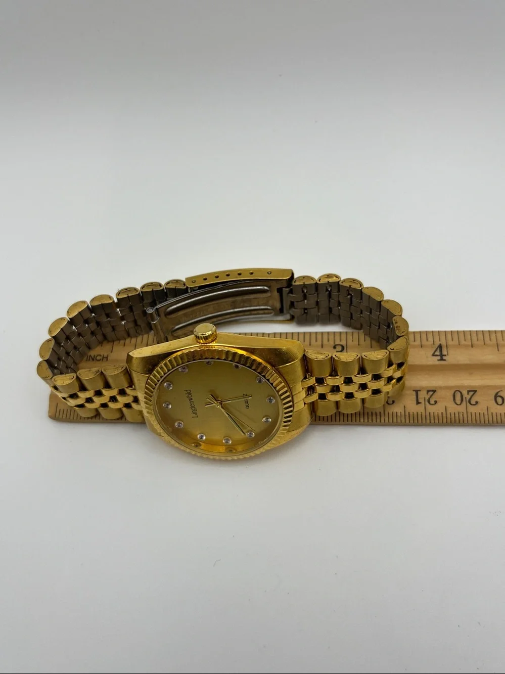 Lindenwold Gold Stainless Bracelet Quartz Watch with Crystal Markers